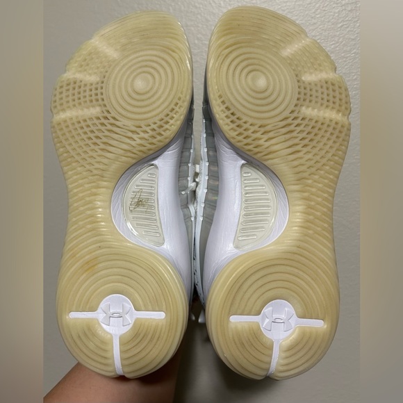 🔥Rare White Under Armour SC white & silver high top bball shoes - size M8.5 - Picture 13 of 15